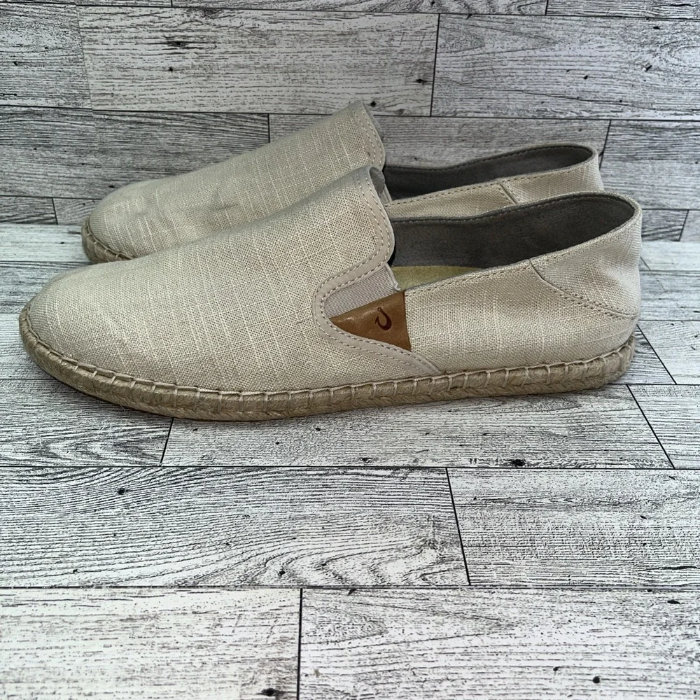 OluKai Kaula Pa'a Kapa Beige Slip On Comfort Espadrilles Loafer Shoes Women‎ 10